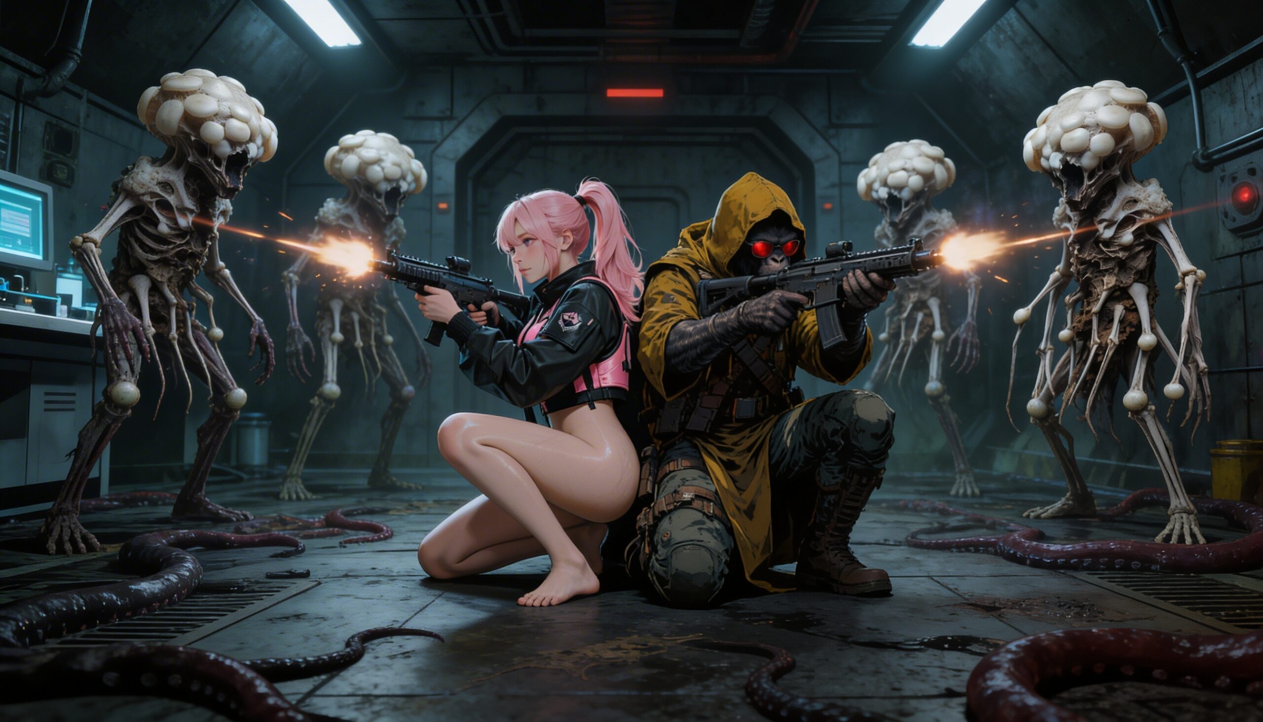 Mariusz i Usagi walczą z Amorfami